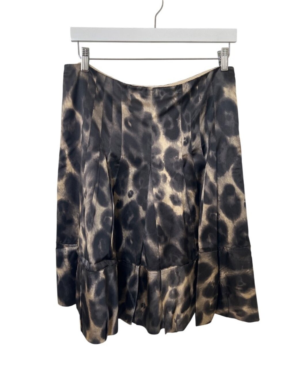 Prada Animal Print Pleated Silk Skirt